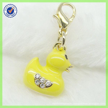 Cute China Factory Metal Gold Handmade Enamel Yellow Duck Charm